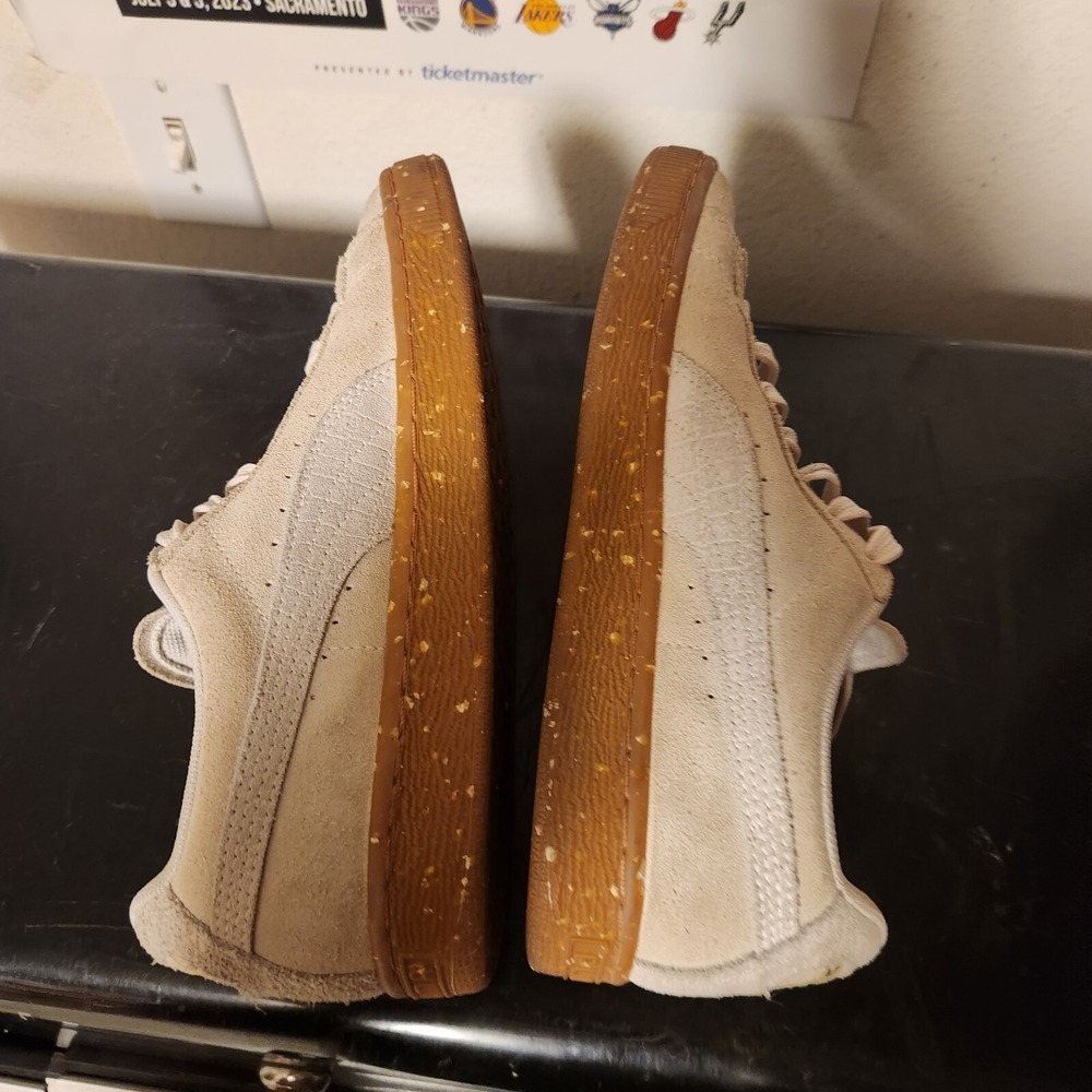 Puma Women's 7.5 Suede Trainer Sneakers Off White Cream Beige Gum Splatter - Picture 7 of 13